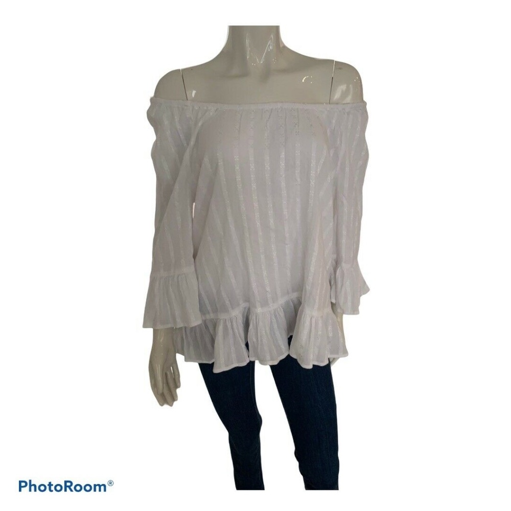 New Off the shoulder White Long Sleeve SMALL Top Unbranded Soft Material Cotton